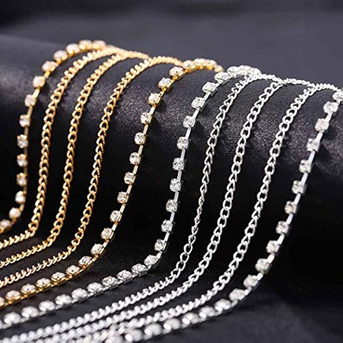 Fstrend Boho Fashion Layered Head Chain Wedding Crystal Jewelry Sparking Rhinestone Headband Halloween Headpiece for Women and Girls(Gold) - Image 2